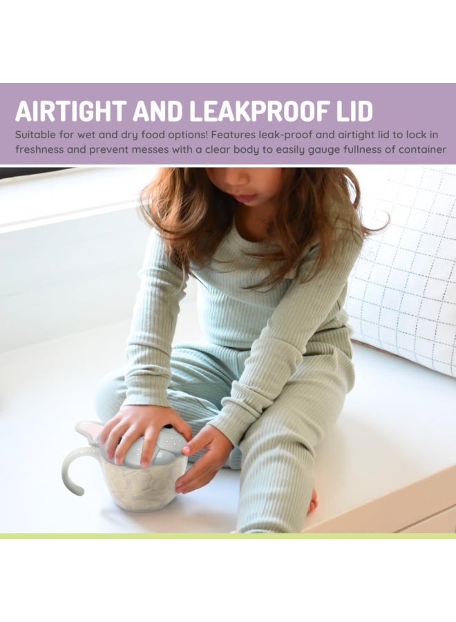 melii Snack Container for Kids - Bulldog Design Mess Free, Adaptable, and Easy to Hold with Removable Finger Trap - Perfect for Independent Snacking, Travel - BPA Free and Dishwasher Safe - Grey - Image 5