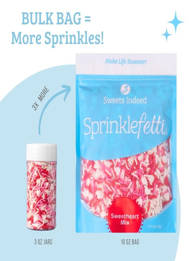 Sweets Indeed Valentines Day Sprinkles with Hearts | Bulk Jimmies Mix | Red White Pink Sprinkle Mix for Baking & Decorating | 10 ounces - Image 4