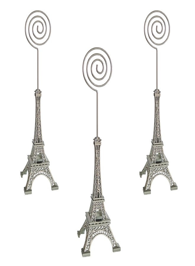 DEEKOUDT 3 Pcs Eiffel Tower Memo Card Paper Photo Holder Stand for Wedding Party (Silver) - Image 1