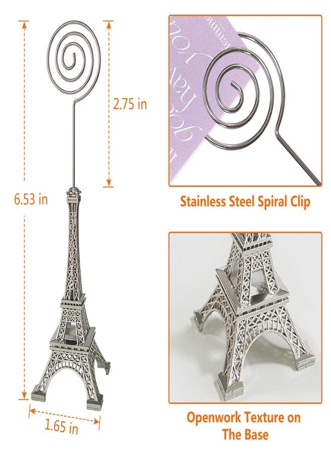 DEEKOUDT 3 Pcs Eiffel Tower Memo Card Paper Photo Holder Stand for Wedding Party (Silver) - Image 2