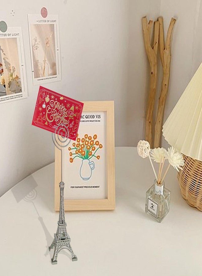 DEEKOUDT 3 Pcs Eiffel Tower Memo Card Paper Photo Holder Stand for Wedding Party (Silver) - Image 3
