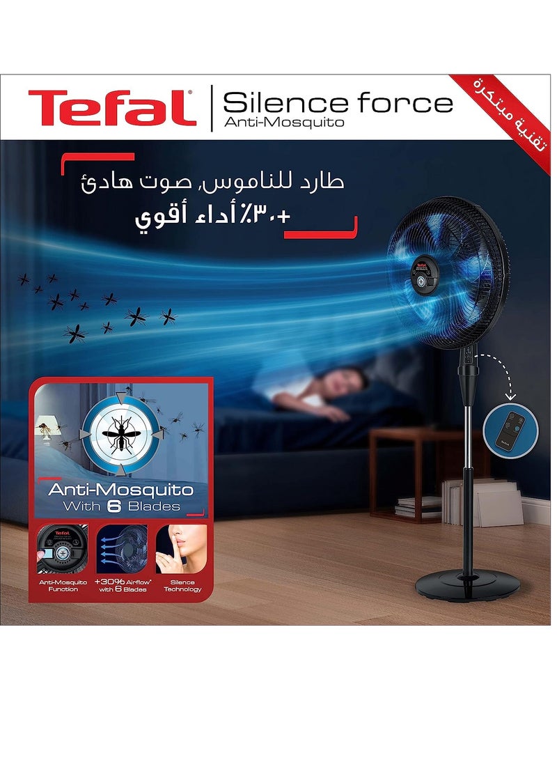Tefal  Stand Fan, 16 Inch, 3 Speeds, With Remote Control, Silence Force and Anti-Mosquito Repellent VG4135EE 75 W VG4135EE Black - Image 4