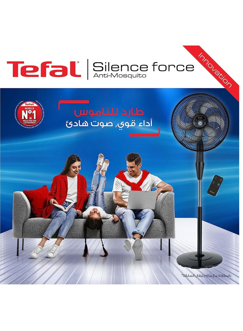 Tefal  Stand Fan, 16 Inch, 3 Speeds, With Remote Control, Silence Force and Anti-Mosquito Repellent VG4135EE 75 W VG4135EE Black - Image 3