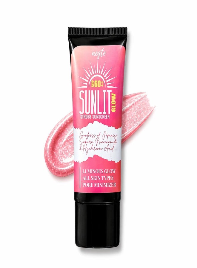 آيجت واقي الشمس Aegte Sunlit Glow Strobe SPF 60++ (مرطب + هايلايتر) 30 جم (وردي) - Image 1