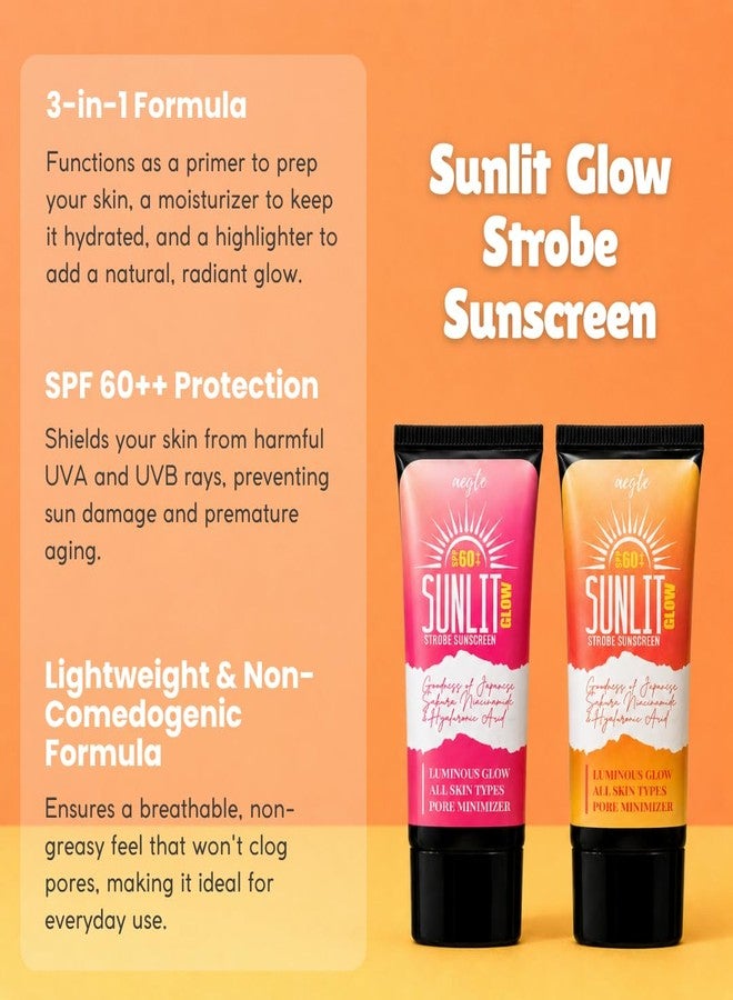 آيجت واقي الشمس Aegte Sunlit Glow Strobe SPF 60++ (مرطب + هايلايتر) 30 جم (وردي) - Image 3