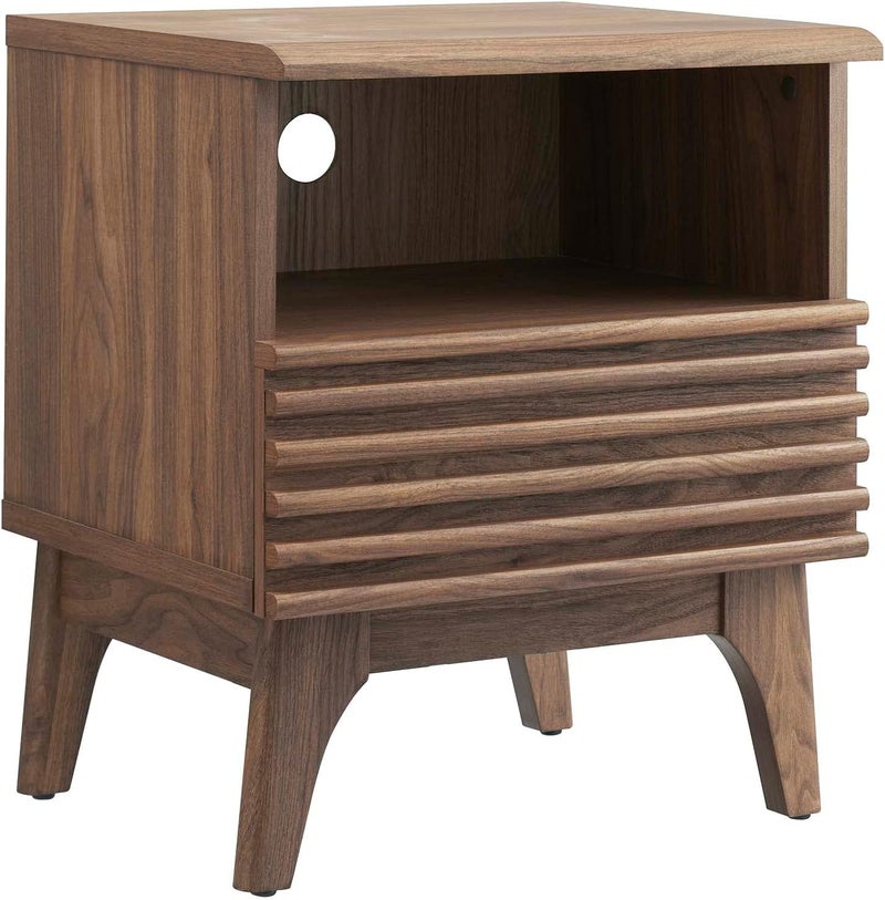 Modway Modway Render MidCentury Modern OneDrawer Nightstand Walnut  - Image 1
