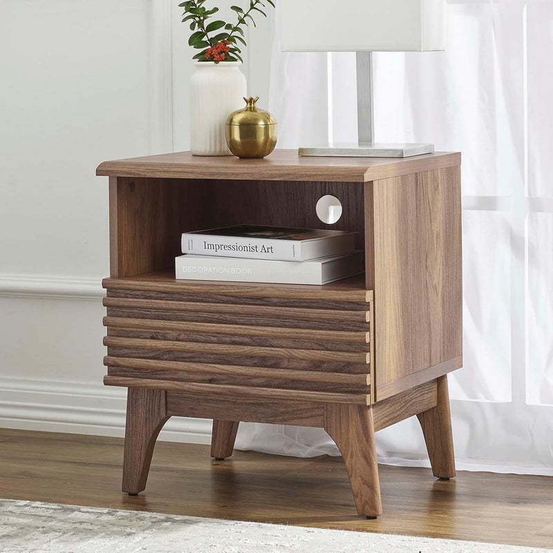 Modway Modway Render MidCentury Modern OneDrawer Nightstand Walnut  - Image 2
