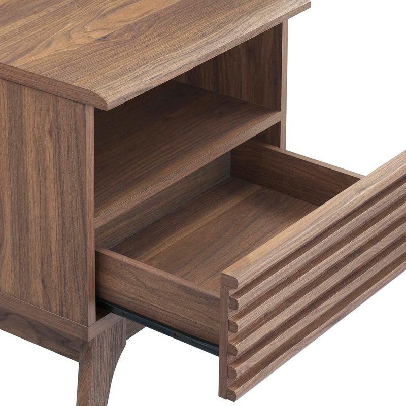 Modway Modway Render MidCentury Modern OneDrawer Nightstand Walnut  - Image 4