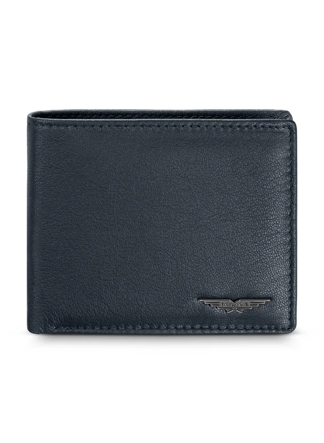 POLICE Loel Navy Blue Leather Bi-Fold Wallet for Men