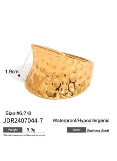 AROAQ Uworld Adjustable Gold Color Ring for Women with Pearl Leaf Design and Textured Strip Elegant Jewelry Gift 