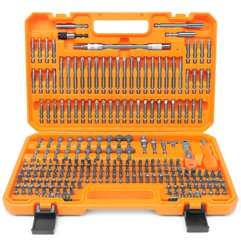 Amartisan 258Piece Ultimate Screwdriver Bit Set Chrome Vanadium Steel Driver Bit Set Security bit set Includes Bits Holder Nut Driver etc Orange