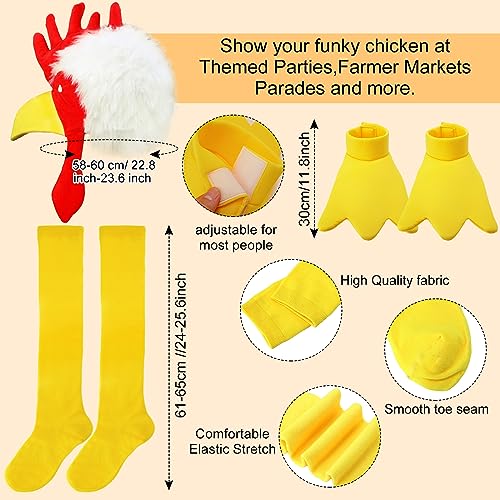 Liitrsh 5 Pcs Halloween Chicken Costume Women Adult Rooster Hat Feather Cape Skirt Outfits Accessory Kit(White,L) - Image 2