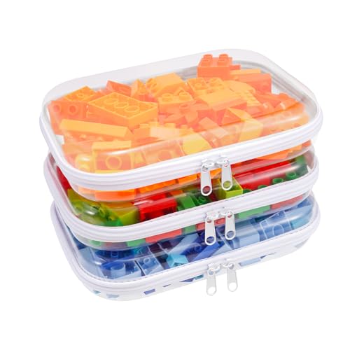 honitty Clear Hard Shell Zipper Case,3PCS Transparent Clear Zipper Pouches,Hard Side Plastic Case Set,Portable Travel Storage Organizer Bins - Image 1