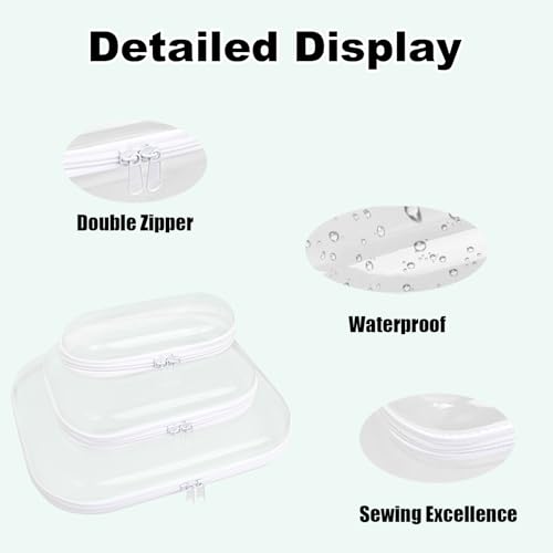 honitty Clear Hard Shell Zipper Case,3PCS Transparent Clear Zipper Pouches,Hard Side Plastic Case Set,Portable Travel Storage Organizer Bins - Image 5