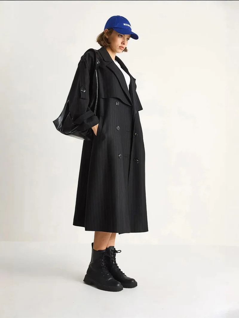 بيانكو لوتشي معطف ترنش قطني متوسط الطول من لوتشي بياقة مزدوجة