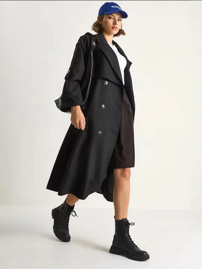 بيانكو لوتشي معطف ترنش قطني متوسط الطول من لوتشي بياقة مزدوجة