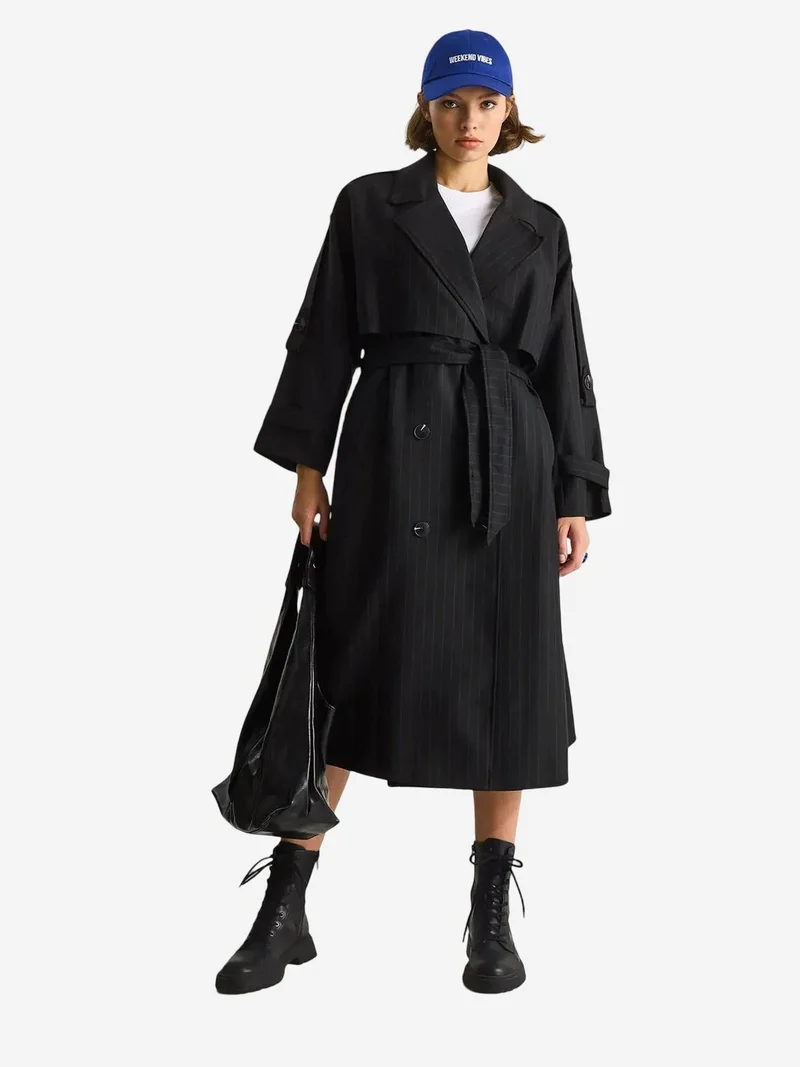 بيانكو لوتشي معطف ترنش قطني متوسط الطول من لوتشي بياقة مزدوجة