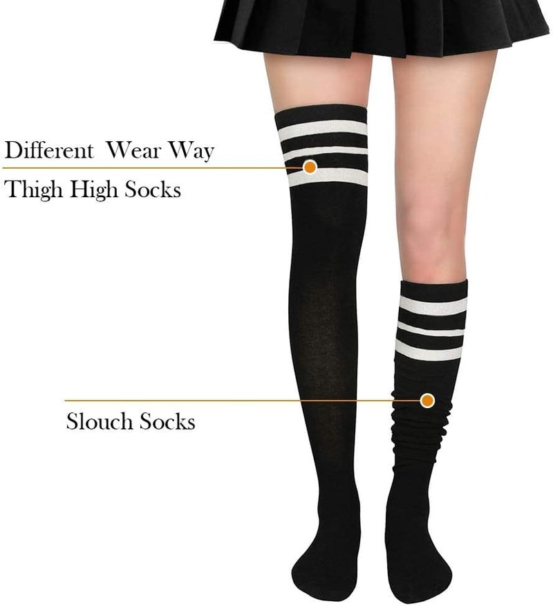 Zando Womens Stripes Thigh High Socks Thigh Highs Casual Knee High Stockings - Image 1