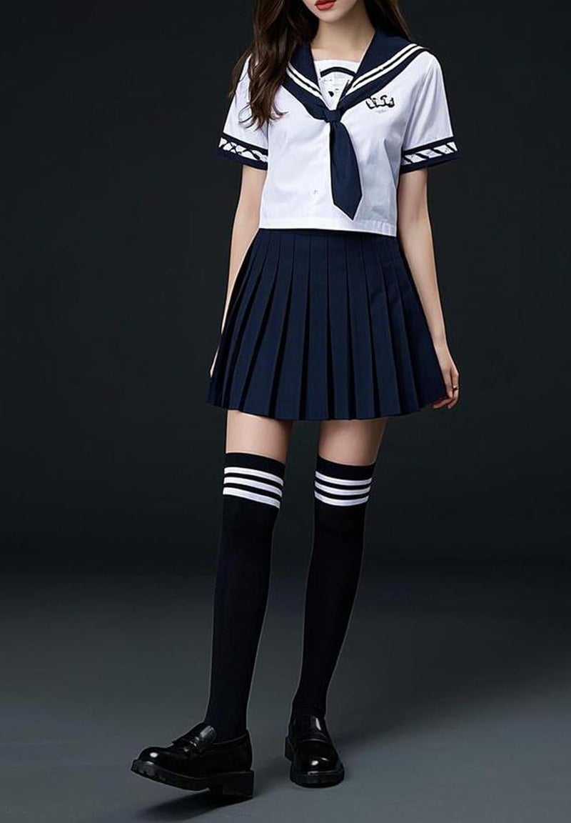 Zando Womens Stripes Thigh High Socks Thigh Highs Casual Knee High Stockings - Image 3