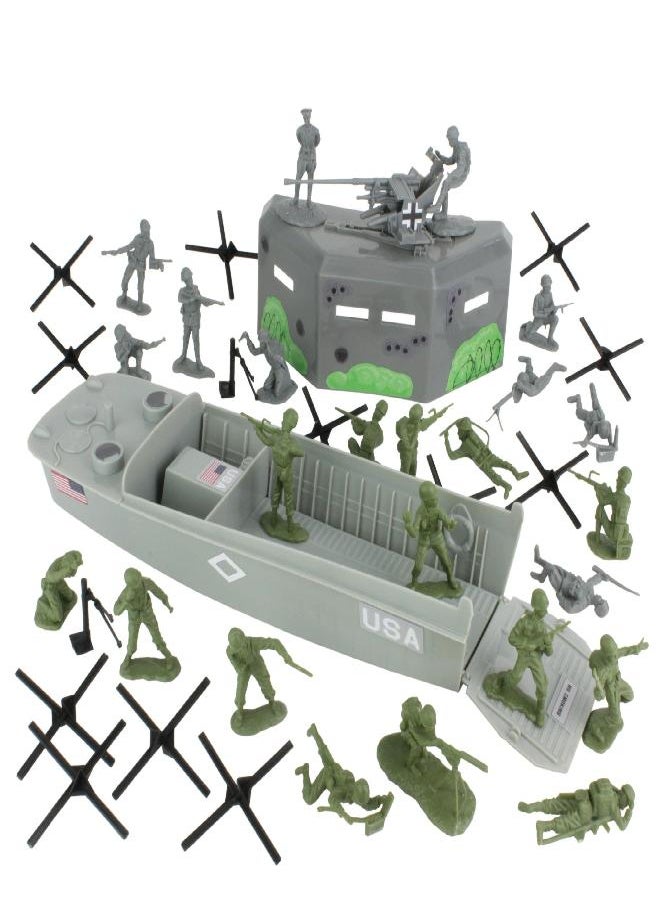 BMC Toys - BMC WW2 D-Day Plastic Army Men - Utah Beach 40pc Soldier Figures Playset - Image 1