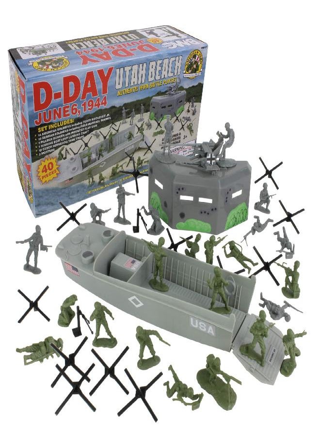 BMC Toys - BMC WW2 D-Day Plastic Army Men - Utah Beach 40pc Soldier Figures Playset - Image 1