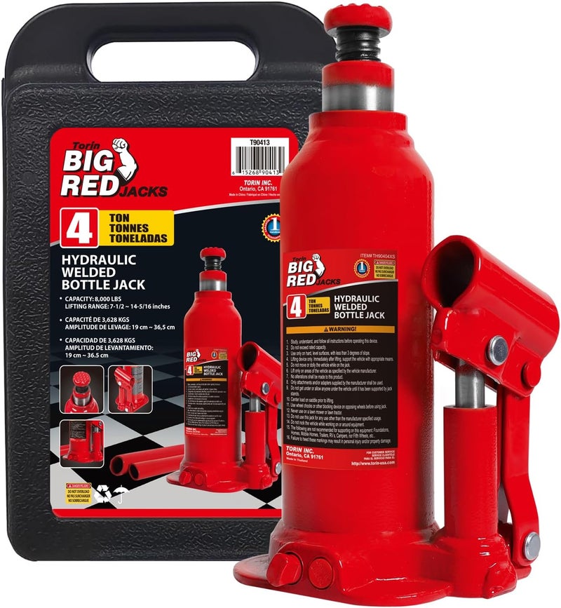 BIG RED Torin T90413 Hydraulic Bottle Jack with Carrying Case, 4 Ton (8,000 lb) Capacity - Image 1