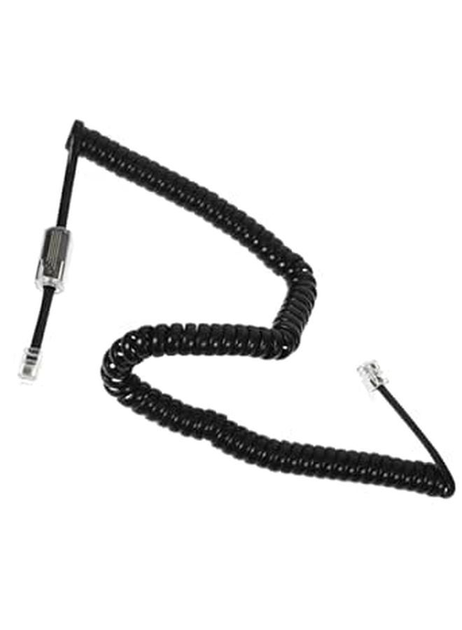 Anti Tangle Spiral Coil Telephone Cord Set Black Two Piece Bundle Home Office Use - Image 1