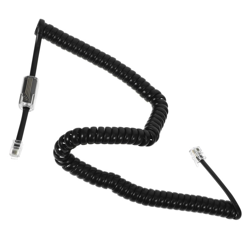 Anti Tangle Spiral Coil Telephone Cord Set Black Two Piece Bundle Home Office Use - Image 2