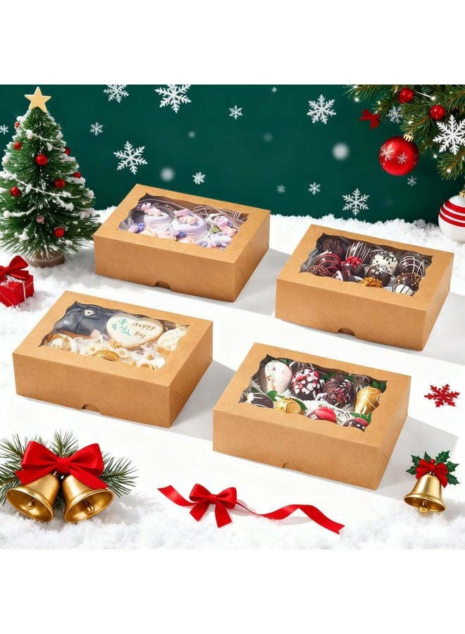 SLShePack 8x6x2.5 Inch 8PCS Baking Boxes with Window for Pastry,Treat,Macaron,Dount,Cookies,Chocolate Covered Strawberries,Brown Bakery Boxes Strawberry Boxes,Muffins - Image 4