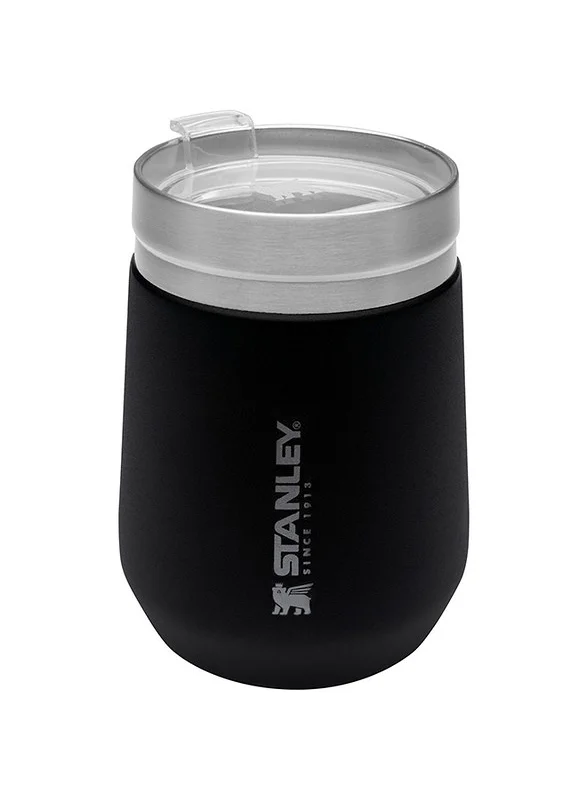 ستانلي Stanley Stainless Steel GO Tumbler M.Black, 10oz Stainless Steel Vacuum Insulated Wine Tumbler, 5 Hours Cold, 1.5 Hours Hot, and 20 Hours Iced