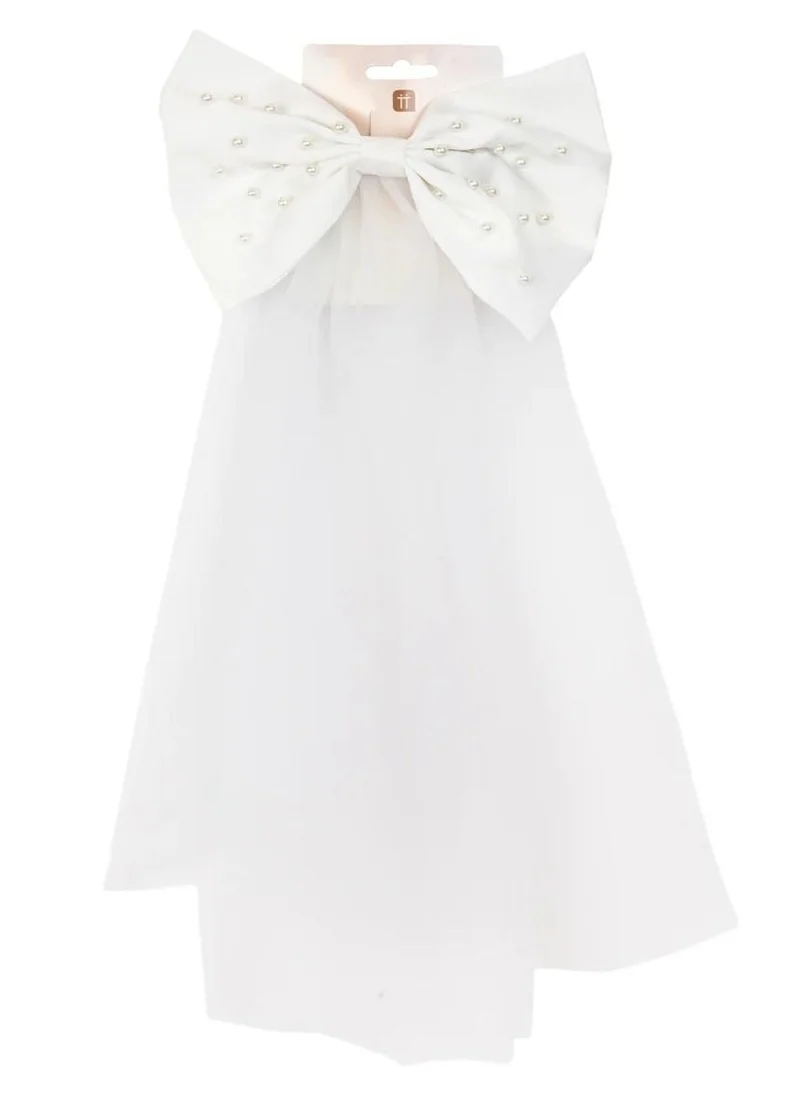 Talking Tables Bride to Be White Pearl Bow Veil