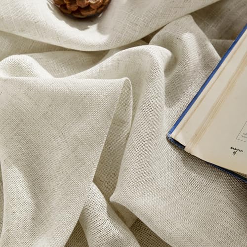 Joydeco Linen Curtains 96 Inch Length 2 Panel Sets,Light Filtering Curtains for Bedroom 52 Inch Wide Living Room Drapes with Back Tabs & Rod Pockets (W52 x L96 Inch, Beige) - Image 3