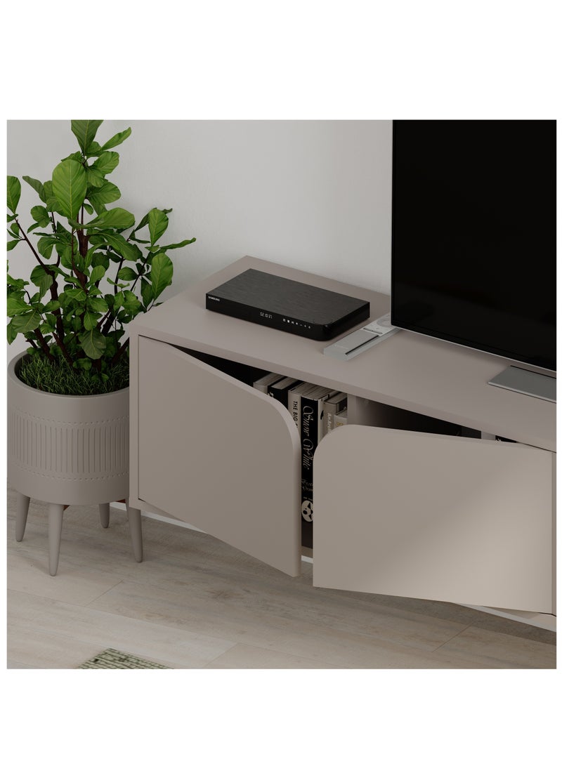 موراه خزانة موراه هوم سبارك العائمة للتلفزيون حتى ٧٠ بوصة | وحدة تلفزيون مثبتة على الحائط بأربعة أبواب | وحدة تلفزيون | ١٨٠ × ٣٥٫٦ × ٣٥ سم | موكا فاتح - Image 4