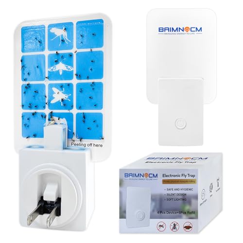 BAIMNOCM Blue Light Bug Catcher Indoor Plug in, Gnat Traps for House, Indoor Fly Trap for Fruit Fly, Moth and Mosquito, Flying Insect Catcher, 4 Device+8 Refills - Image 2