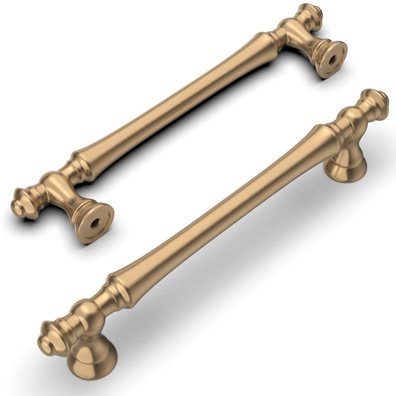 Amerdeco 6 Pack Champagne Bronze Cabinet Pulls 5 Inch(128mm) Hole Center Cabinet Hardware Kitchen Cabinet Handles for Bathroom Drawer Pulls Dresser Pulls ZH0014â€¦ - Image 1