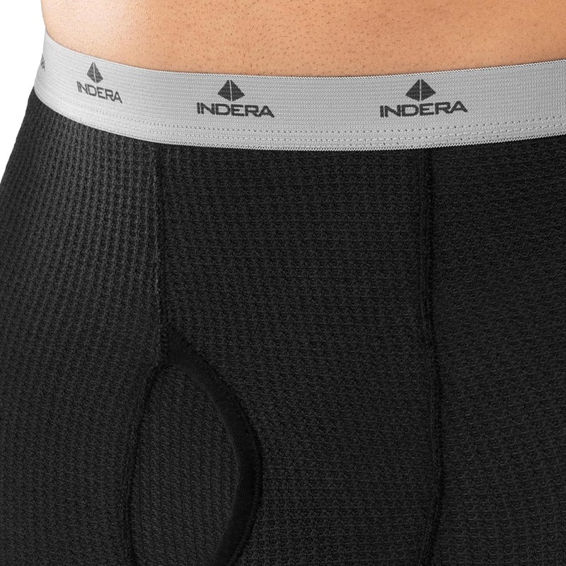 Indera Men's 65/35 Waffle Knit Thermal Pants - Black - Image 4
