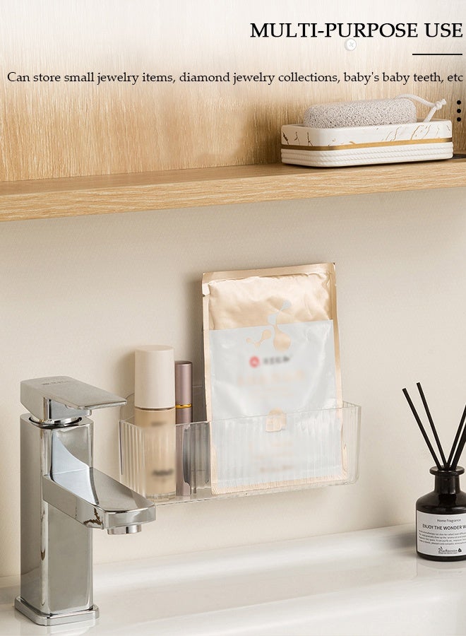 DUNISO 3 PCS Wall-Mounted Bathroom Organizer, Clear organizers and storage, Shower Organizer,Plastic Storage Bin with Floating Shelves for Makeup, Skincare & Toiletries, Space-Saving Narrow Design - Image 5