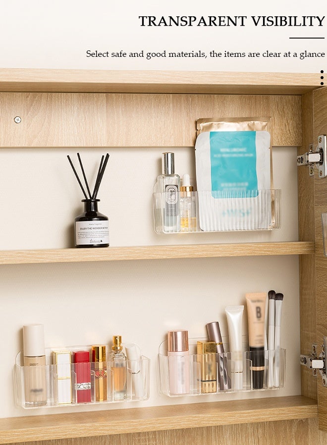 DUNISO 3 PCS Wall-Mounted Bathroom Organizer, Clear organizers and storage, Shower Organizer,Plastic Storage Bin with Floating Shelves for Makeup, Skincare & Toiletries, Space-Saving Narrow Design - Image 3