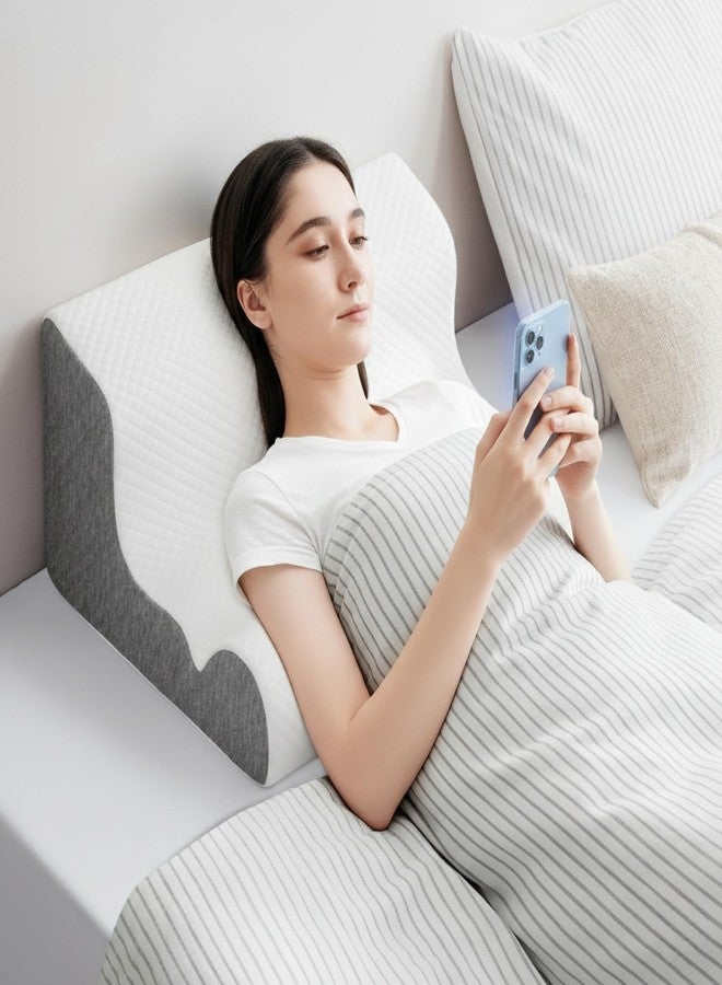 XetraDesign ZerOra Reading Pillow for Sitting Up in Bed Rest, Lumbar Neck Support Pillow with Back Support, Home Bedroom Sofa Dorm Essentials for Sleeping Reading Gaming Foot Rest Floor Chair Cushion-White - Image 2