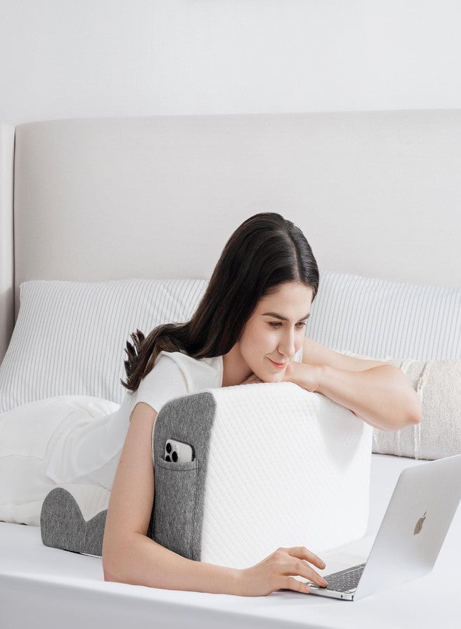 XetraDesign ZerOra Reading Pillow for Sitting Up in Bed Rest, Lumbar Neck Support Pillow with Back Support, Home Bedroom Sofa Dorm Essentials for Sleeping Reading Gaming Foot Rest Floor Chair Cushion-White - Image 5
