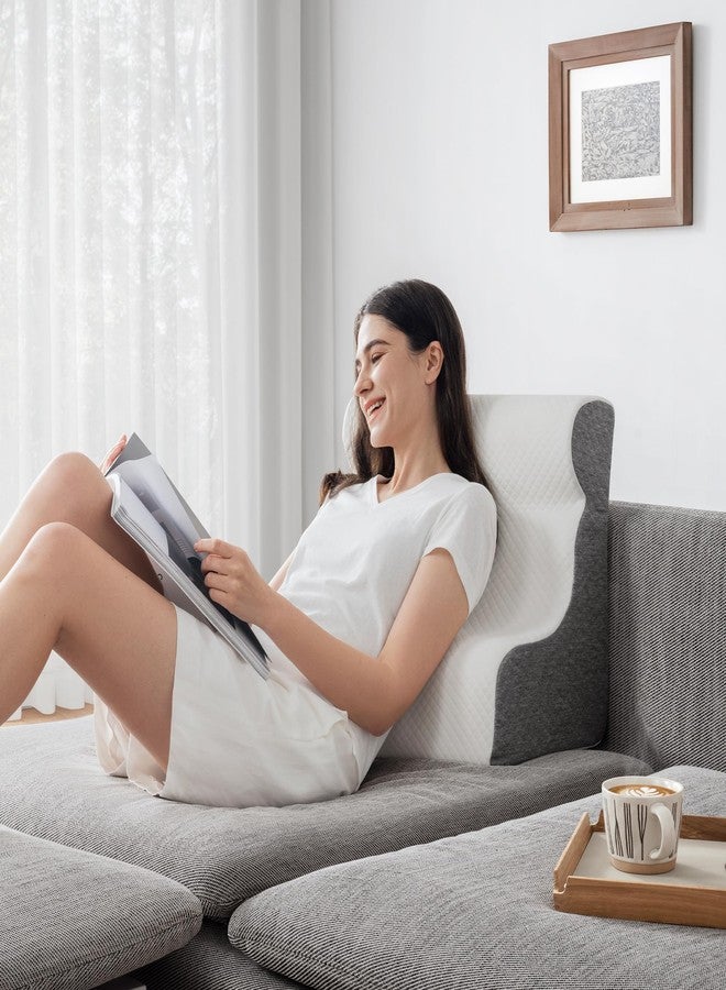 XetraDesign ZerOra Reading Pillow for Sitting Up in Bed Rest, Lumbar Neck Support Pillow with Back Support, Home Bedroom Sofa Dorm Essentials for Sleeping Reading Gaming Foot Rest Floor Chair Cushion-White - Image 4