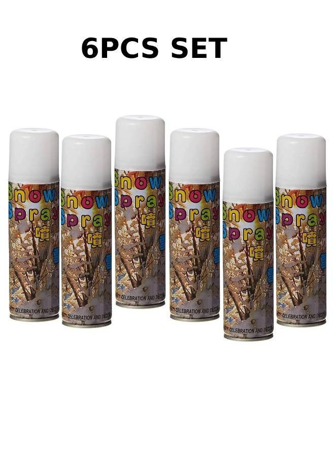 White Snow Decorative Party Spray Pack of 6pcs Realistic Vanishing Snow Effect