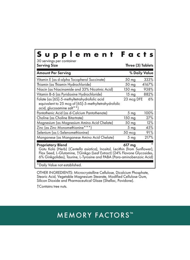 MICHAEL'S Health Naturopathic Programs Memory Factors - 90 Vegetarian Tablets - Provides Nourishment Memory & Cognition - Kosher - 30 Servings - Image 2