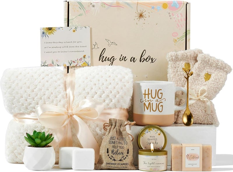 APRBOX Sympathy Gift Baskets Bereavement Gifts Ideas Care Package for Women Miscarriage Gifts for Mothers Condolences Basket for Loss Grief Sympathy for Loss of Loved One Father - Image 1