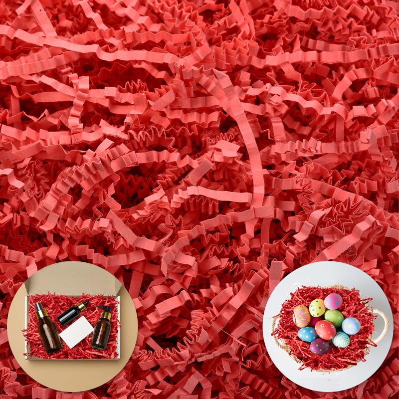 Darfukei Crinkle Paper Filler, Valentine's Day Shredded Paper For Gift Baskets 1/2LB (8 oz) Red for New Year's gift Baskets Grass, Crinkle Cut Papers Shred For Birthdays, Weddings,Boxes Bags, Basket Filler ,Anniversaries,Gift Wrapping - Image 1