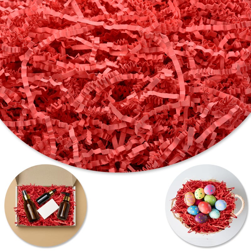Darfukei Crinkle Paper Filler, Valentine's Day Shredded Paper For Gift Baskets 1/2LB (8 oz) Red for New Year's gift Baskets Grass, Crinkle Cut Papers Shred For Birthdays, Weddings,Boxes Bags, Basket Filler ,Anniversaries,Gift Wrapping - Image 2