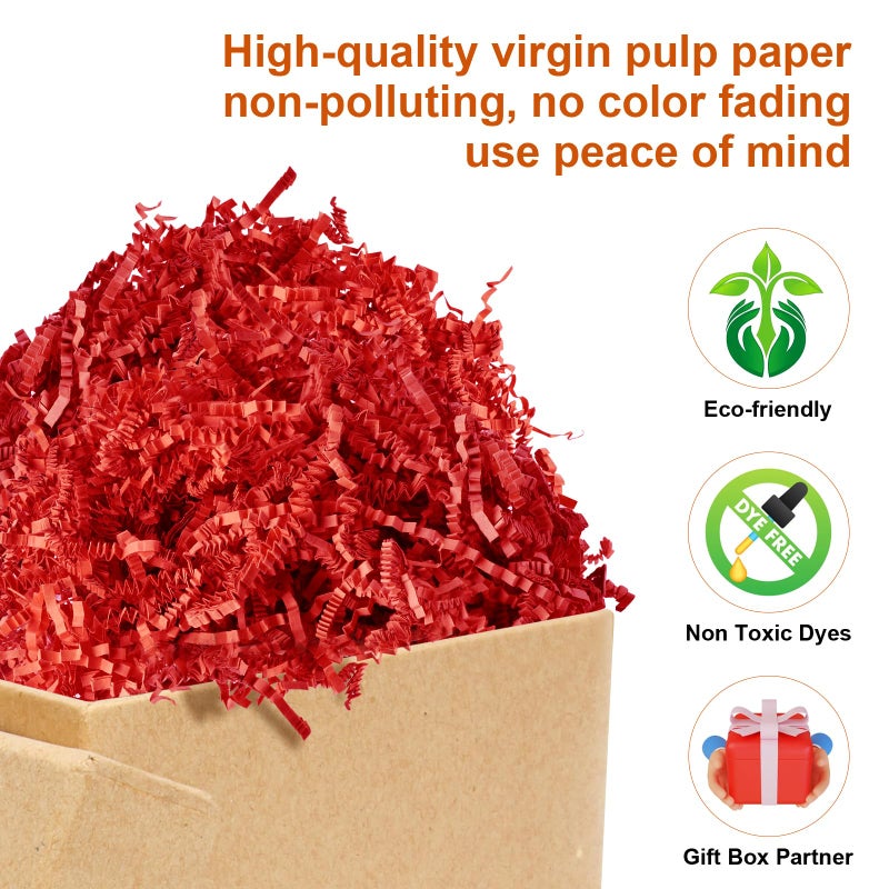 Darfukei Crinkle Paper Filler, Valentine's Day Shredded Paper For Gift Baskets 1/2LB (8 oz) Red for New Year's gift Baskets Grass, Crinkle Cut Papers Shred For Birthdays, Weddings,Boxes Bags, Basket Filler ,Anniversaries,Gift Wrapping - Image 3