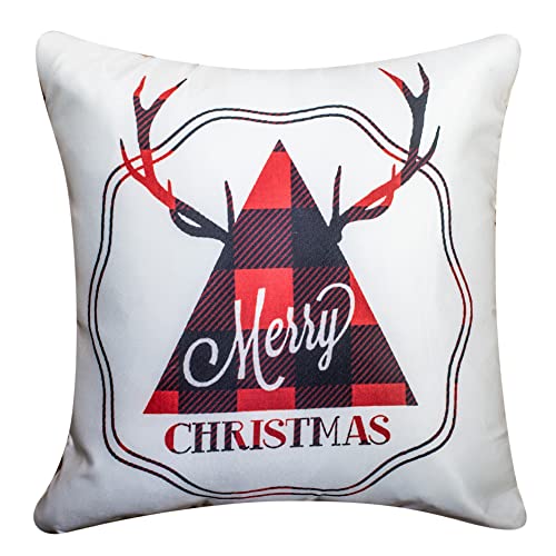 Vendola Decorative Merry Christmas 12 Inch x 12 Inch Cushion Covers Set of 5, Satin Cushion Cover for Sofa, Christmas Home Decor, White and Red Colour, Deer, Reindeer, Deer Print, (12X12 Inches) - Image 4