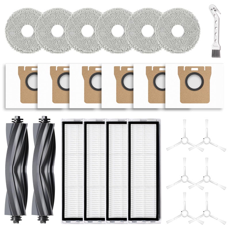 Klypticfit 24Pcs Replacement Parts for Dreame L10s Ultra/L10 Ultra Vacuum Cleaner Accessories Kit, 2 Main Brush, 4 HEPA Filters, 6 Mop Pads, 6 Dust Bags, 6 Side Brushes [Not for L10s Pro Ultra Heat] - Image 1