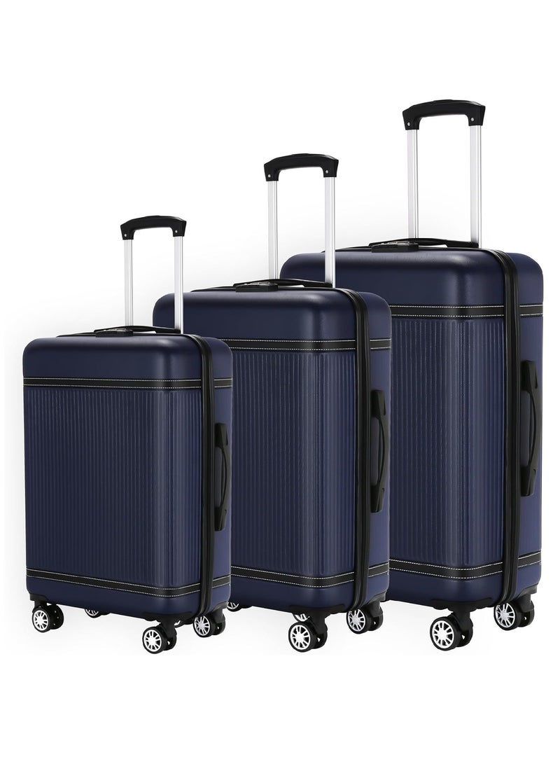Yuwell 3-Piece Luggage Sets 20/24/28 inch Hard Shell ABS + PC, Expandable Design, Spinner Wheels, Luggage Bag 3 Piece Suitcase Set Multidirectional Wheels Travel Bags Scratch-Resistant Surface Trolley Bag Luggage Set 3 Blue - Image 1